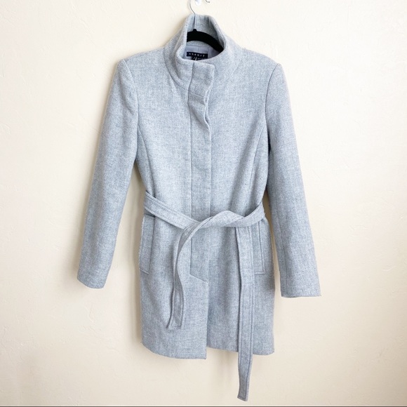 Theory Jackets & Blazers - Theory High Neck Gray Wool Jacket Coat